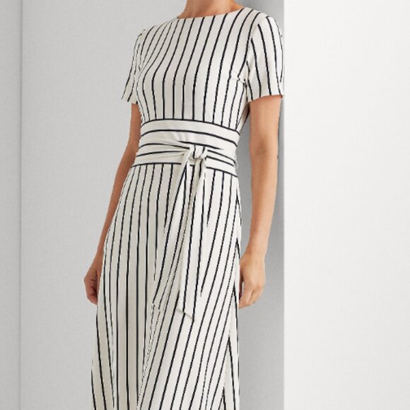 Lauren Ralph Lauren Striped Jersey Midi Dress sz 14 - Picture 3 of 4